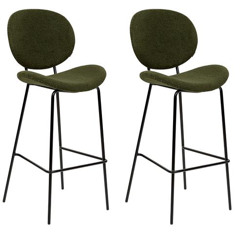 Set Di 2 Sedie Alte Luana Bouclé Verde Scuro - Foto 10