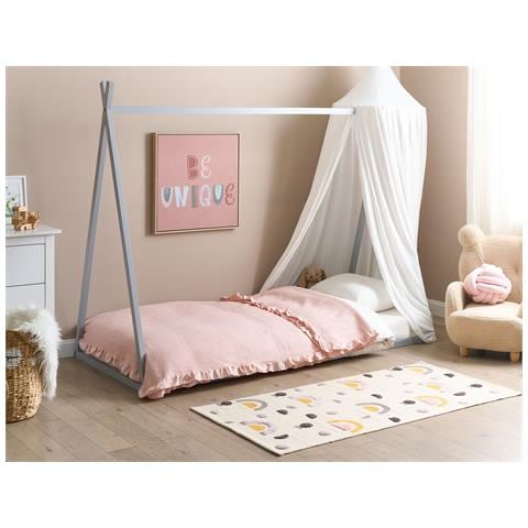 Letto Per Bambini Tenda Tipi Legno Di Pino Saurat 90 X 200 Cm Grigio - Foto 1