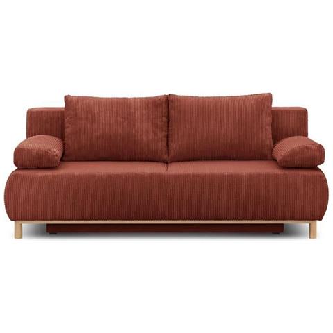 Panca Trasformabile A 3 Posti Mika - Velluto A Coste Terracotta - Scatola Portaoggetti - 192 X 84 X 93 Cm - Foto 1