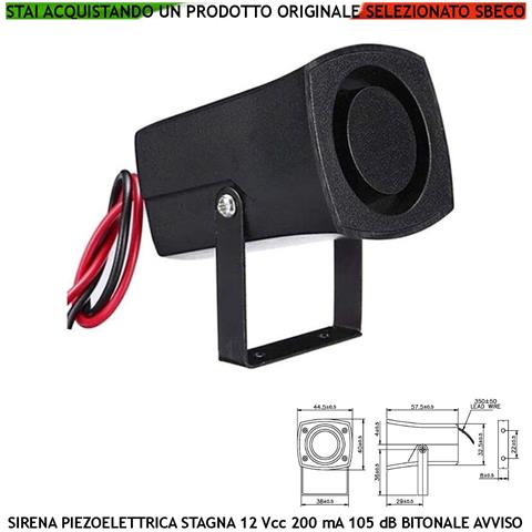 Avviso Pericolo Bici Sirena Piezoelettrica Stagna 12 Vcc Assorbimento 200 Ma Pressione Acustica 105 Db A 1 Metro Frequ - Foto 1