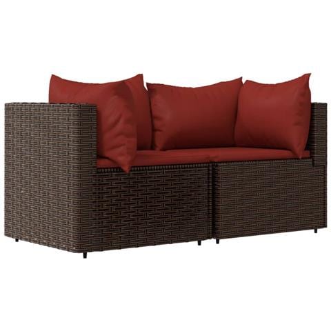 Set Mobili Da Giardino 3 Pz Con Cuscini In Polyrattan Marrone - Foto 2