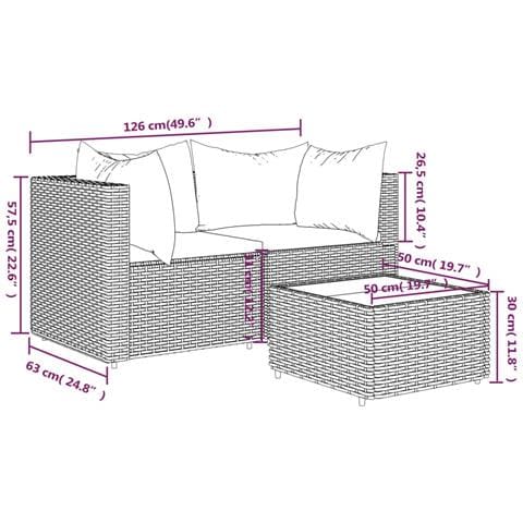 Set Mobili Da Giardino 3 Pz Con Cuscini In Polyrattan Marrone - Foto 8