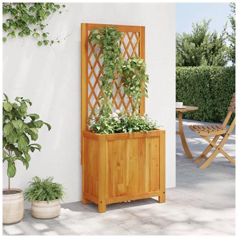 Fioriera Con Traliccio 55x29,5x132 Cm Legno Massello Di Acacia - Foto 3
