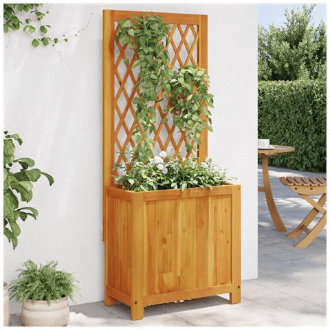 Fioriera Con Traliccio 55x29,5x132 Cm Legno Massello Di Acacia - Foto 1