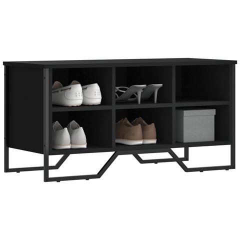 Scarpiera Nera 90x38x45,5 cm in Truciolato - Foto 1
