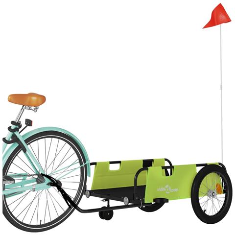 Rimorchio Da Bici Verde E Nero In Tessuto Oxford E Ferro - Foto 3