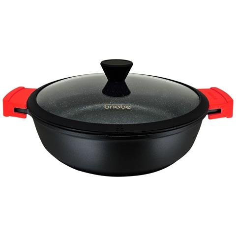 Black Titanium Casseruola Bassa Induzione Antiaderente 36cm Alluminio Fuso Senza Pfoa Coperchio Nero - Foto 1