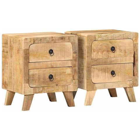 Comodini 2pz 40x32x46 Cm In Legno Massello Di Mango Grezzo - Foto 1