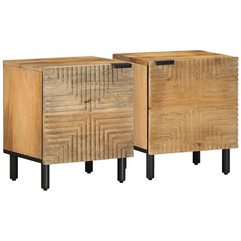 Comodini 2pz Marrone 40x33x46 Cm In Legno Massello Di Mango - Foto 1