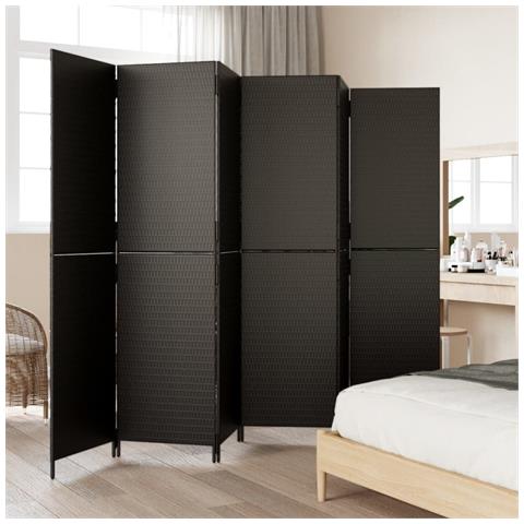 Divisorio Per Ambienti A 6 Pannelli Nero In Polyrattan - Foto 3