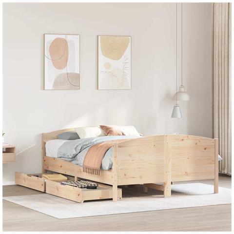 Letto senza Materasso 120x190 cm in Legno Massello di Pino - Foto 2
