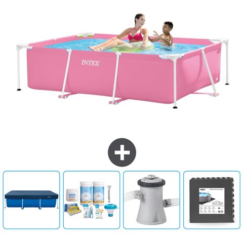 Piscina Fuori Terra - Rettangolo - 220x150x60 Cm - Rosa - Include Accessori Coordinati Cb3 - Foto 1