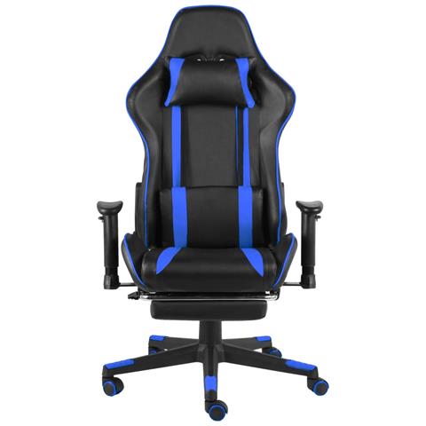 Lusso Casadino - Sedia Da Gaming Girevole Con Poggiapiedi Blu In Pvc - Foto 1