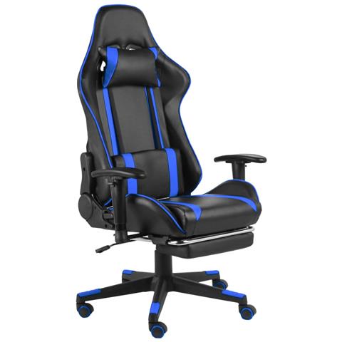 Lusso Casadino - Sedia Da Gaming Girevole Con Poggiapiedi Blu In Pvc - Foto 2