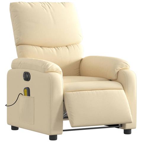 Poltrona Reclinabile Massaggiante Elettrica Crema In Tessuto - Foto 2