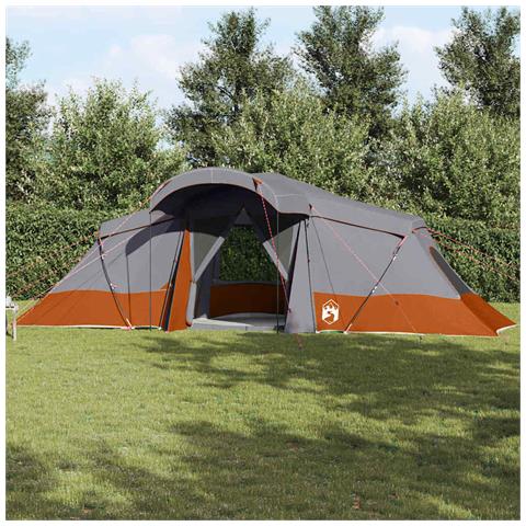 Tenda familiare  con finestre a cupola grigia e arancione per 6 persone impermeabile - Foto 2