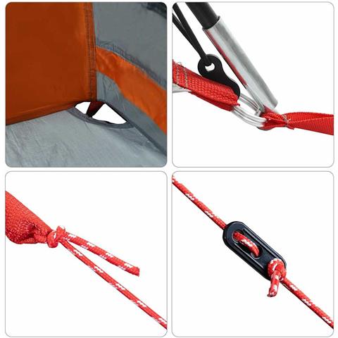 Tenda familiare  con finestre a cupola grigia e arancione per 6 persone impermeabile - Foto 9