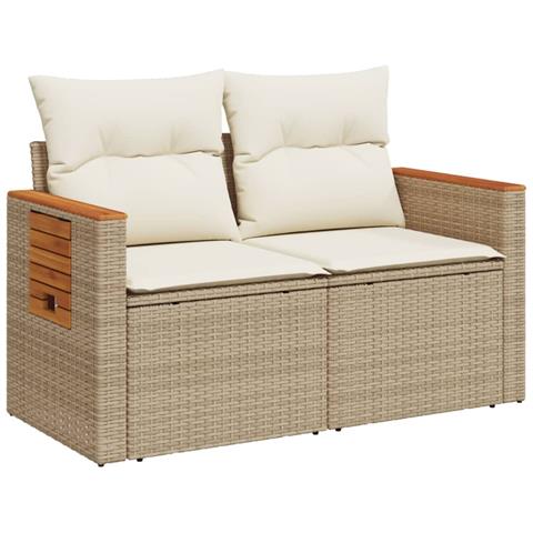 Divano da Giardino con Cuscini a 2 Posti Beige in Polyrattan - Foto 1
