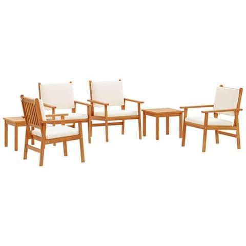 Set da pranzo da giardino in 6 pezzi con cuscini in legno massello di acacia - Foto 1