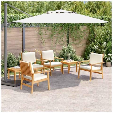 Set da pranzo da giardino in 6 pezzi con cuscini in legno massello di acacia - Foto 2