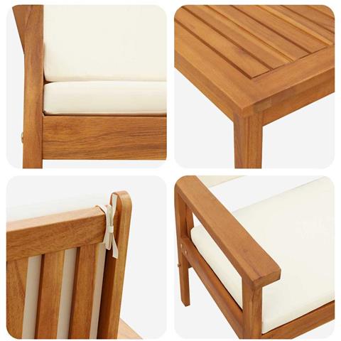 Set da pranzo da giardino in 6 pezzi con cuscini in legno massello di acacia - Foto 9