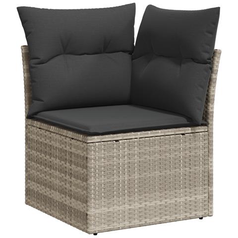Set Divano da Giardino 8 Pezzi con Cuscini Grigio Chiaro in Rattan Sintetico,  Divano da Giardino per 2 Persone con Ripostiglio & Cuscini Grigio Chiaro in Rattan Sintetico - Foto 8