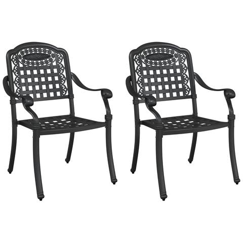 Set di 2 sedie da giardino  in alluminio nero - Foto 1