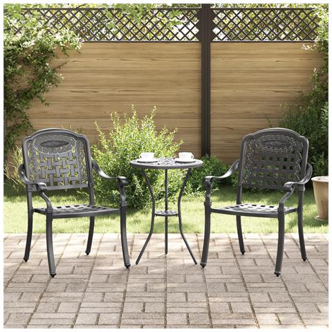 Set di 2 sedie da giardino  in alluminio nero - Foto 2