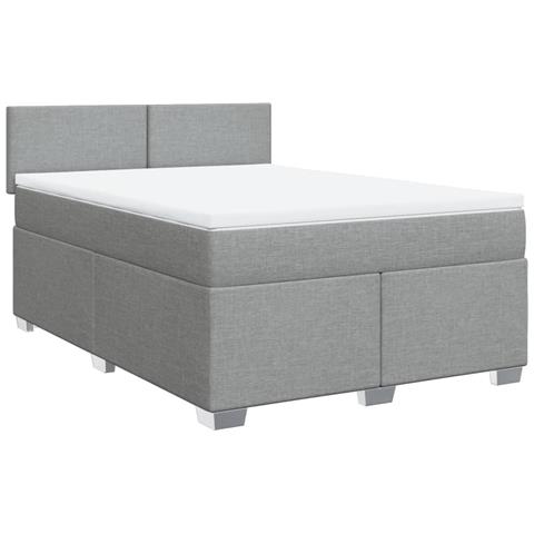 Giroletto a Molle con Materasso Grigio Chiaro 140x200cm Tessuto - Foto 1