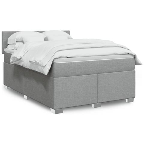 Giroletto a Molle con Materasso Grigio Chiaro 140x200cm Tessuto - Foto 2