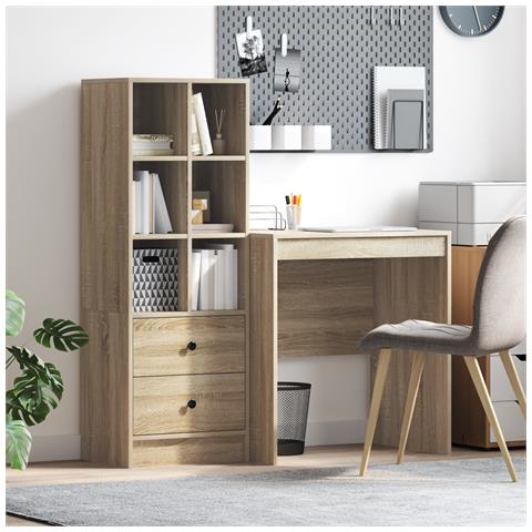 Scrivania con Archiviazione Rovere Sonoma Legno Ingegnizzato - Foto 2