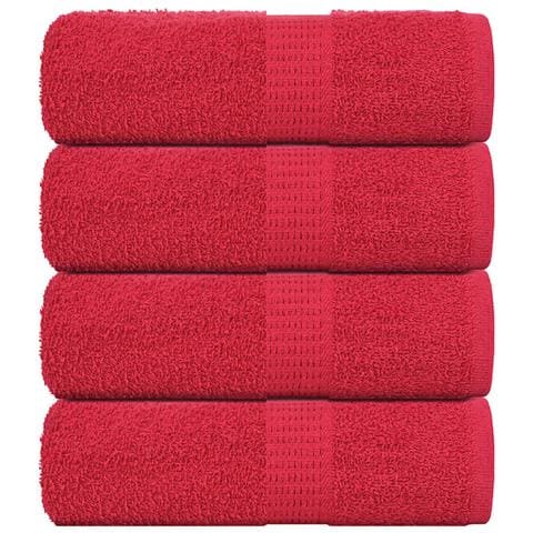 Asciugamani Ospiti 4 pz Rossi 30x50 cm 360 g/m² 100% Cotone - Foto 1