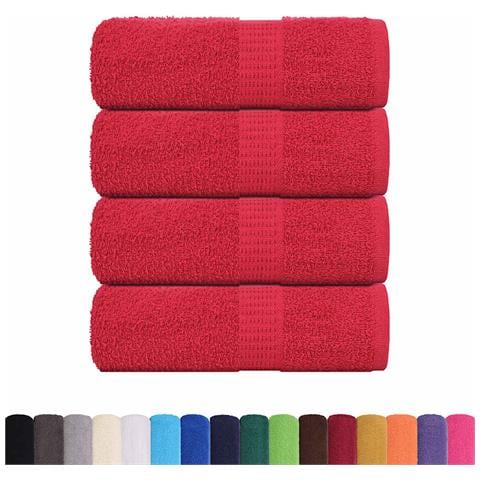 Asciugamani Ospiti 4 pz Rossi 30x50 cm 360 g/m² 100% Cotone - Foto 2