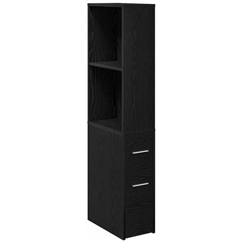 Armadio da Bagno Stretto Rovere nero 22 x 41 x 135 cm - Foto 1