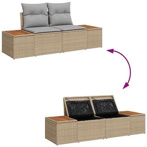 Set Divano da Giardino con cuscino 5 pcs beige e grigio chiaro - Foto 9