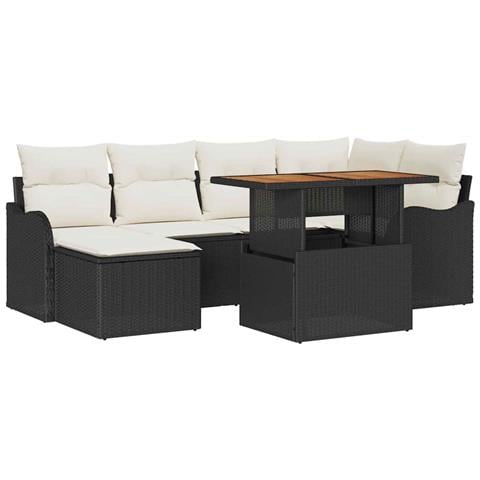 Set Divano da Giardino con archiviazione 7 pcs Nero Poly Rattan - Foto 1