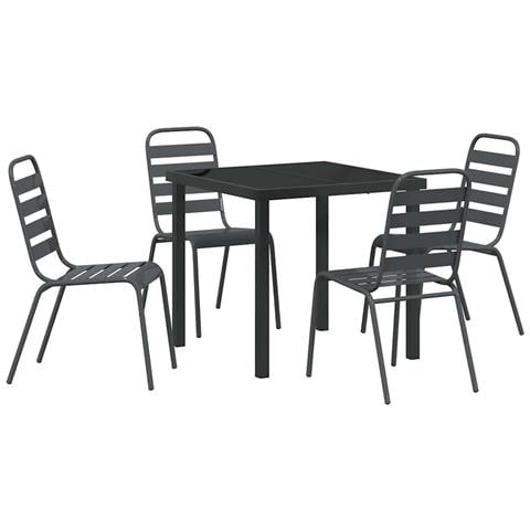 Set da Pranzo per Giardino 5 pcs Grigio scuro Acciaio - Foto 1