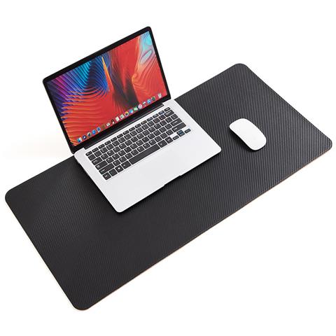 Tappetino Per Scrivania In Pelle Nera Effetto Fibra Di Carbonio Con Base In Sughero - 60x30 Cm - Foto 2