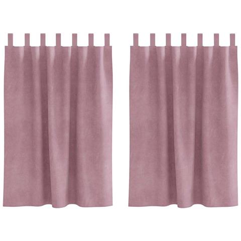 Tende con tende 2 pcs Rosa scuro 140 x 140 cm Velluto - Foto 1