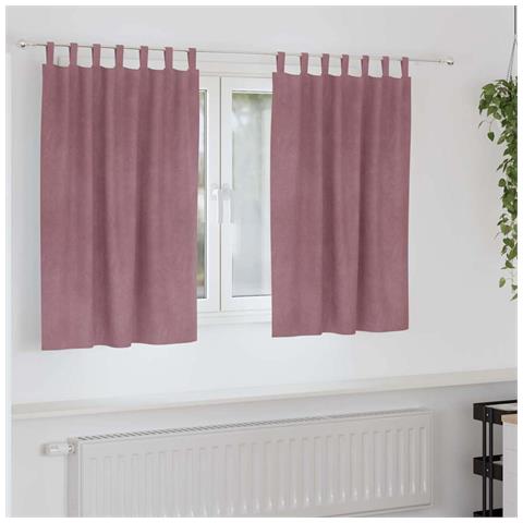 Tende con tende 2 pcs Rosa scuro 140 x 140 cm Velluto - Foto 2
