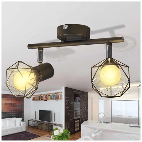 Lusso Casadino - Faretto Industriale Nero Con 2 Lampadine A Incandescenza A Led - Foto 1