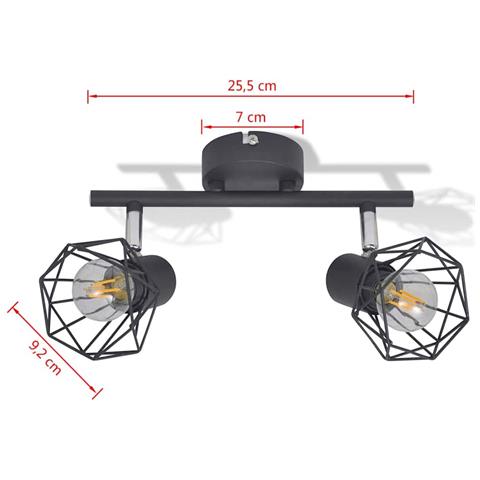 Lusso Casadino - Faretto Industriale Nero Con 2 Lampadine A Incandescenza A Led - Foto 6