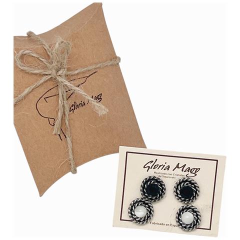 Confezione Di Orecchini Rotondi In Filigrana Con Pietra Madreperla E Argento Nero Sw 10µ - Foto 2