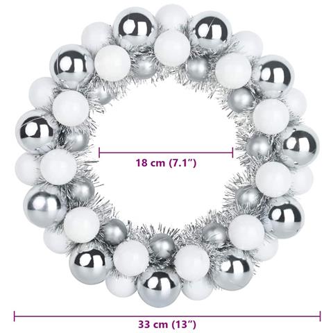 Corone di Palline di Natale 2 pcs Bianco e Argento - Foto 8