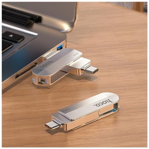Hoco Pen Drive Ud10 Chiavetta Usb + Usb-c Usb 3.0 128gb Silver - Memory Otg - Foto 5