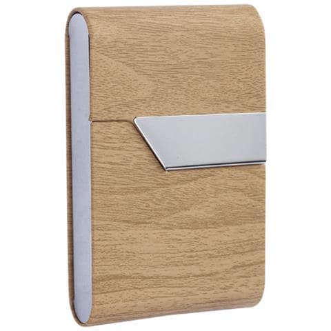 Portasigarette A Ribalta In Pelle Pu Con Grana Del Legno - Contiene 7 Sigarette King Size Brown - Foto 1