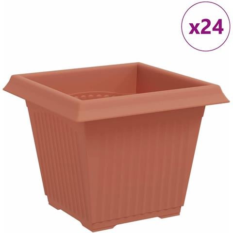 Vaso quadrato per fiori 24 pcs Rosso Mattone 33 x 33 x 26 cm - Foto 1