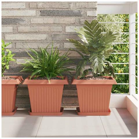 Vaso quadrato per fiori 24 pcs Rosso Mattone 33 x 33 x 26 cm - Foto 2