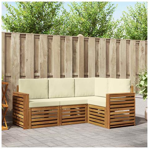 Set divani 4 pcs Naturale e Crema Legno di Acacia Massello - Foto 2