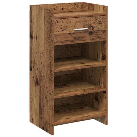 Mobile per scarpe con cassetto Legno antico 48 x 36 x 92 cm - Foto 1